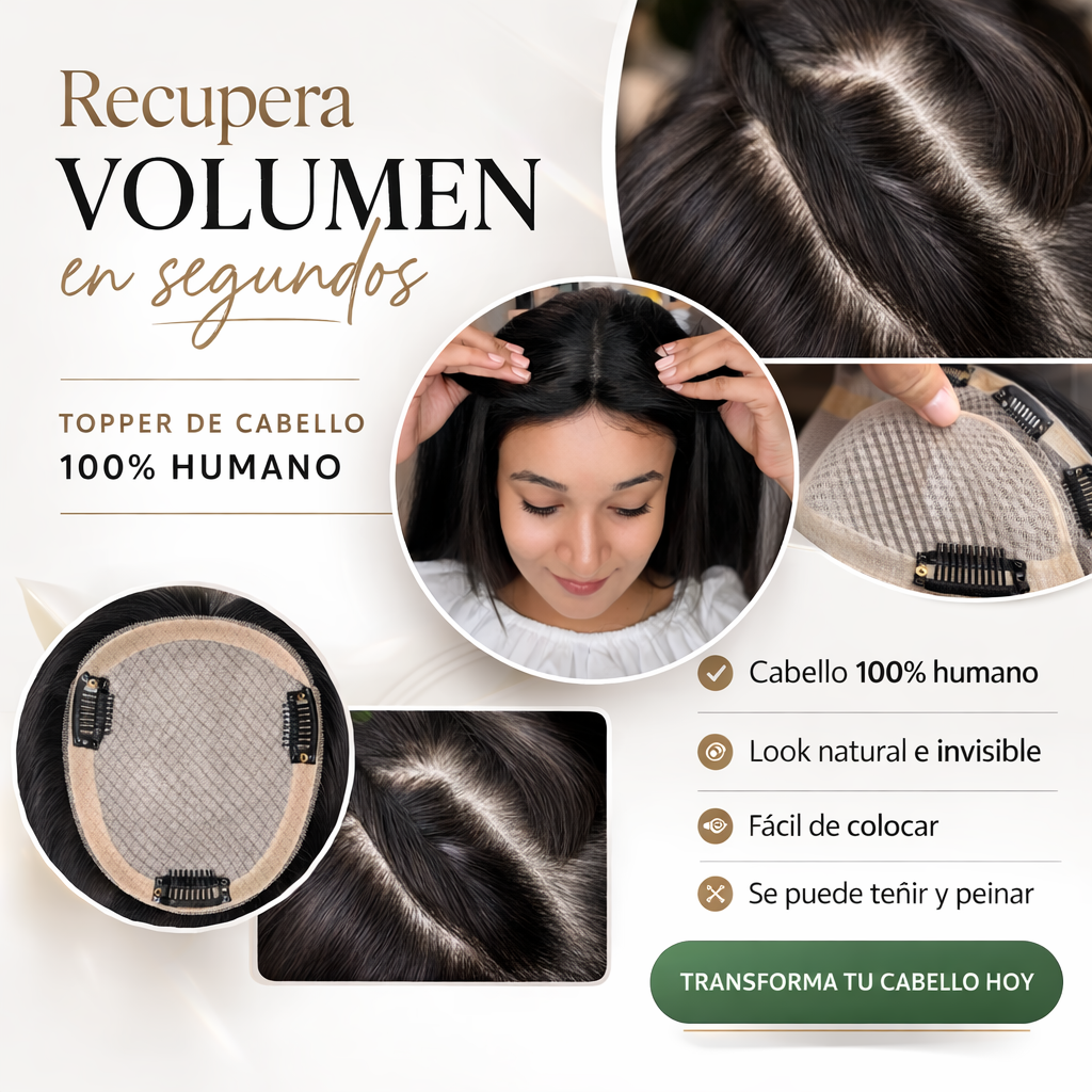 TOPPER DE CABELLO NATURAL 100% HUMANO